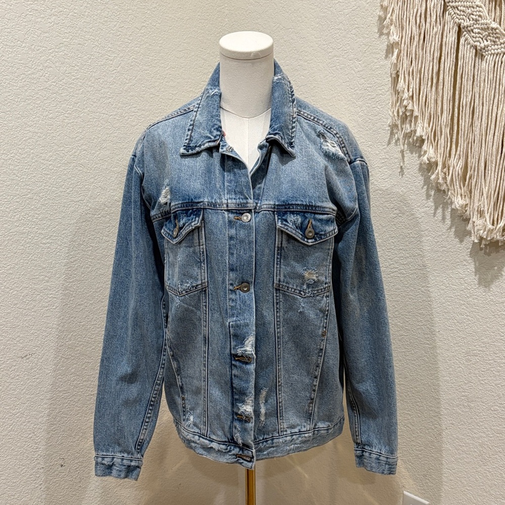 Free People Light Blue Jean Jacket